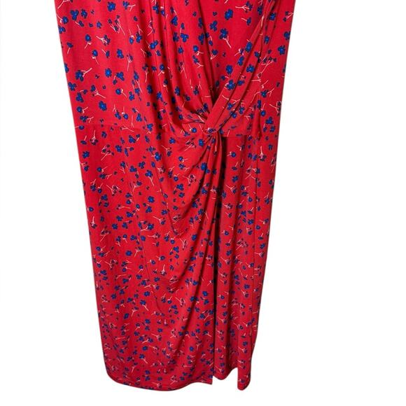 Banana Republic Factory Women’s Sz Large Dress Printed Faux Wrap New NWT Red - Picture 5 of 8